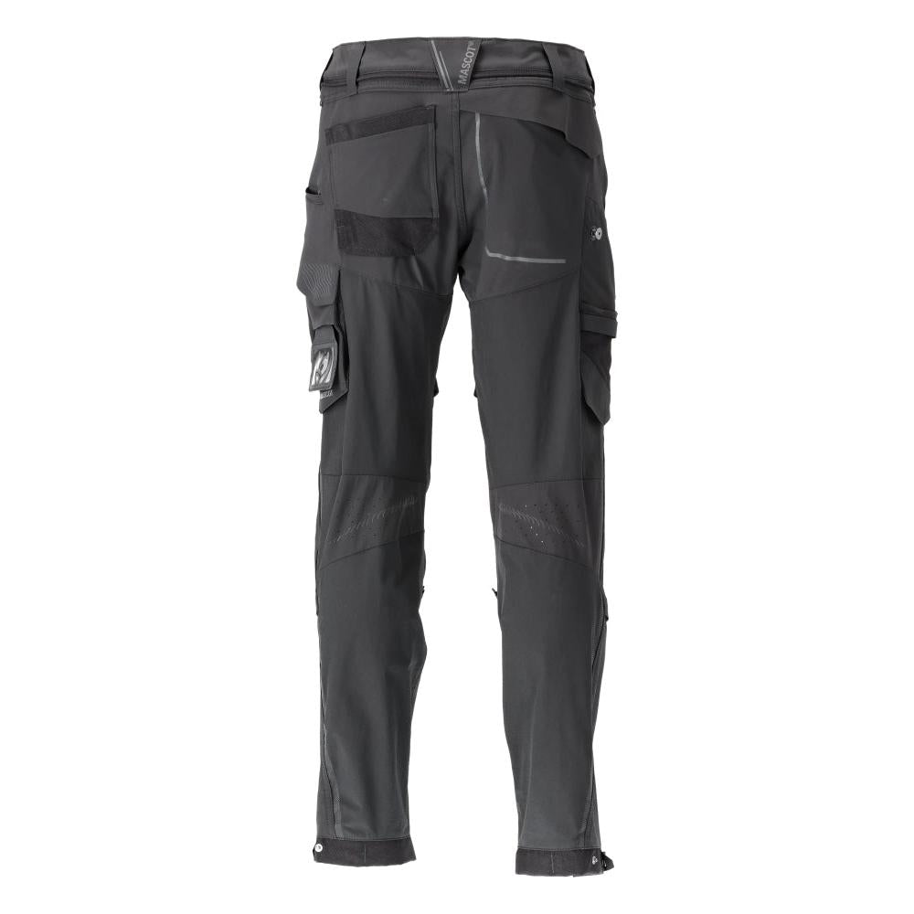 Broek, kniezakken, stretch, lichte broek, zwart