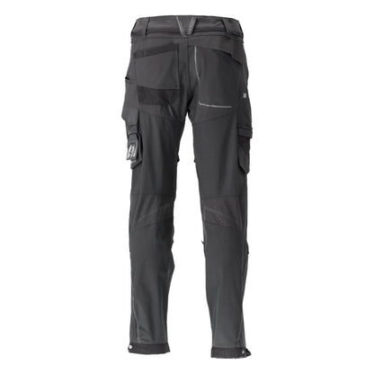 Broek, kniezakken, stretch, lichte broek, zwart