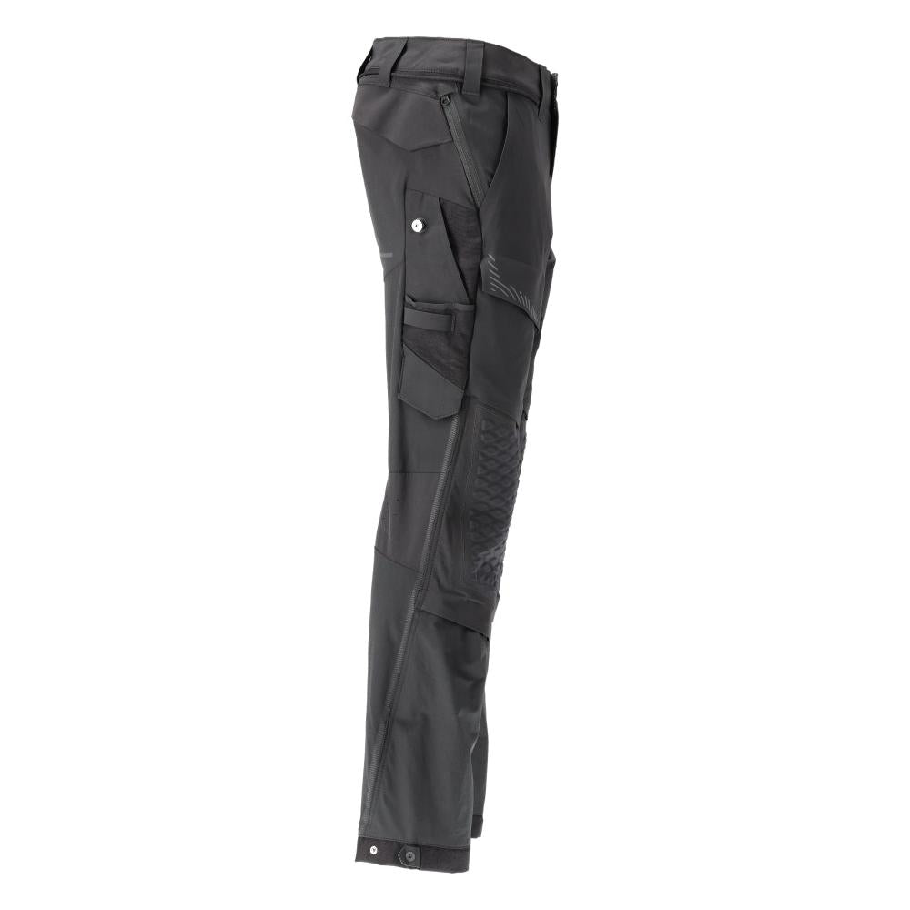 Broek, kniezakken, stretch, lichte broek, zwart