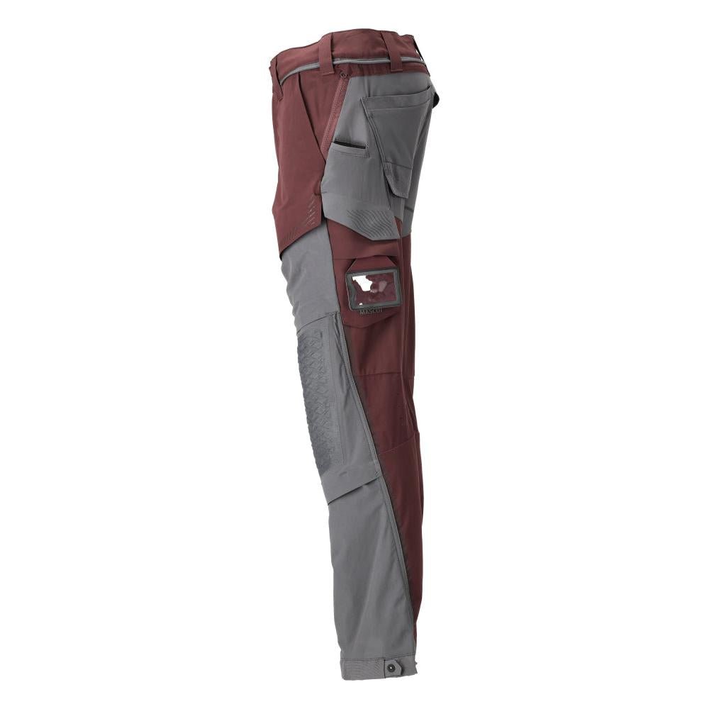 Pantalon, poches genoux, stretch, pantalon léger, bordeaux/gris anthracite
