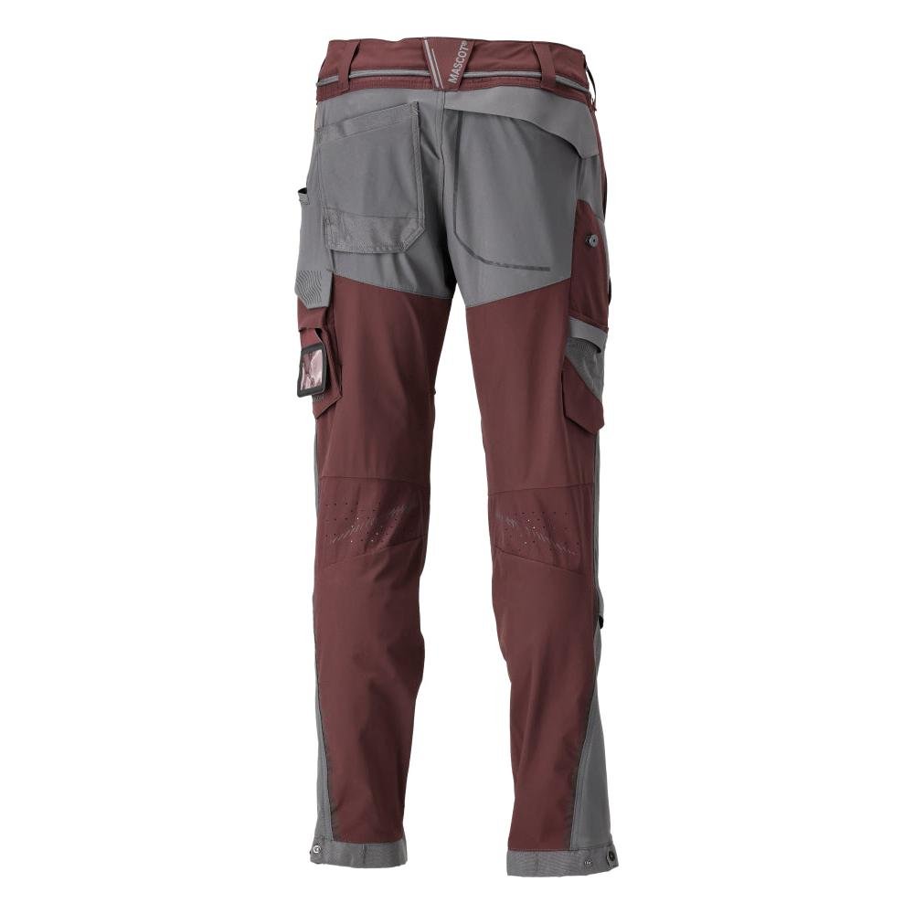 Pantalon, poches genoux, stretch, pantalon léger, bordeaux/gris anthracite