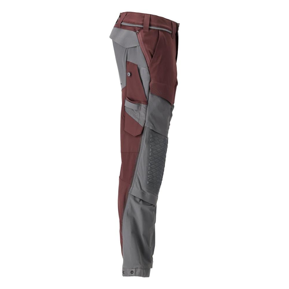 Pantalon, poches genoux, stretch, pantalon léger, bordeaux/gris anthracite