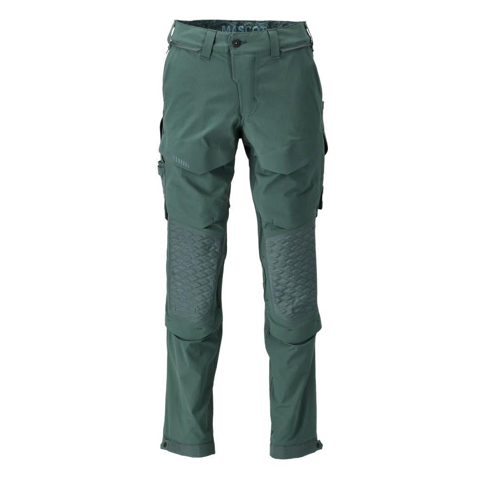 Broek, kniezakken, stretch, lichte broek, bosgroen