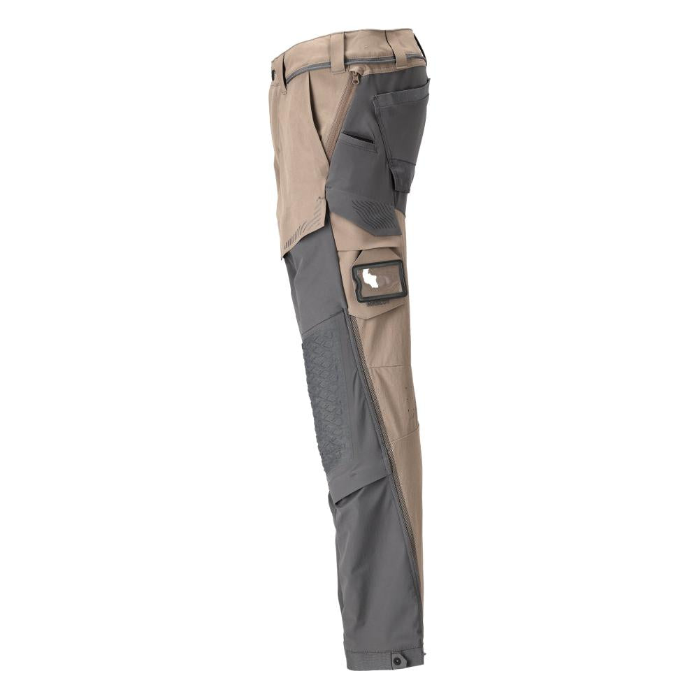 Pantalon, poches genoux, stretch, pantalon clair, beige sable foncé/gris anthracite