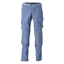 Broek, kniezakken, stretch, lichte broek, steenblauw