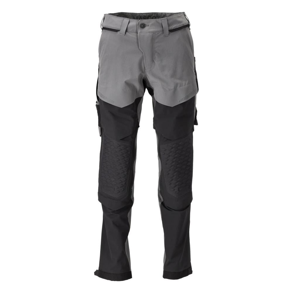 Broek, kniezakken, stretch, lichte broek, antracietgrijs/zwart