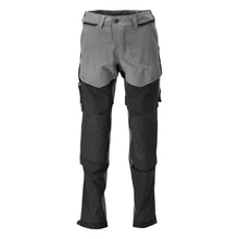 Broek, kniezakken, stretch, lichte broek, antracietgrijs/zwart