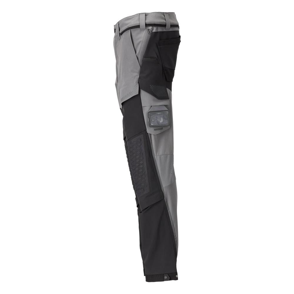 Broek, kniezakken, stretch, lichte broek, antracietgrijs/zwart