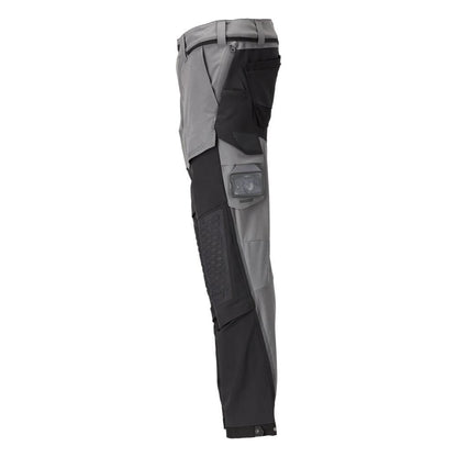 Broek, kniezakken, stretch, lichte broek, antracietgrijs/zwart