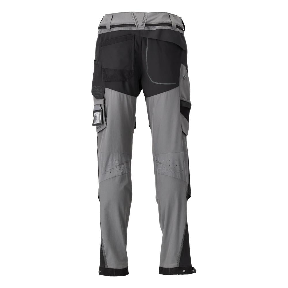 Broek, kniezakken, stretch, lichte broek, antracietgrijs/zwart