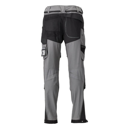 Broek, kniezakken, stretch, lichte broek, antracietgrijs/zwart