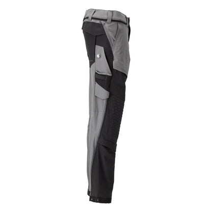 Broek, kniezakken, stretch, lichte broek, antracietgrijs/zwart