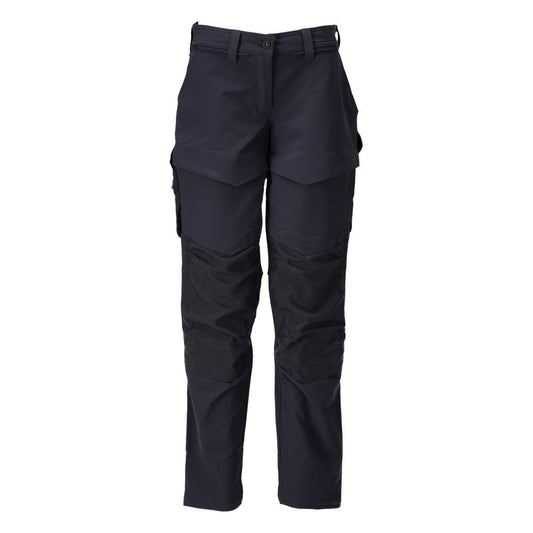 Pantalon avec poches genoux, pantalon femme, noir-bleu