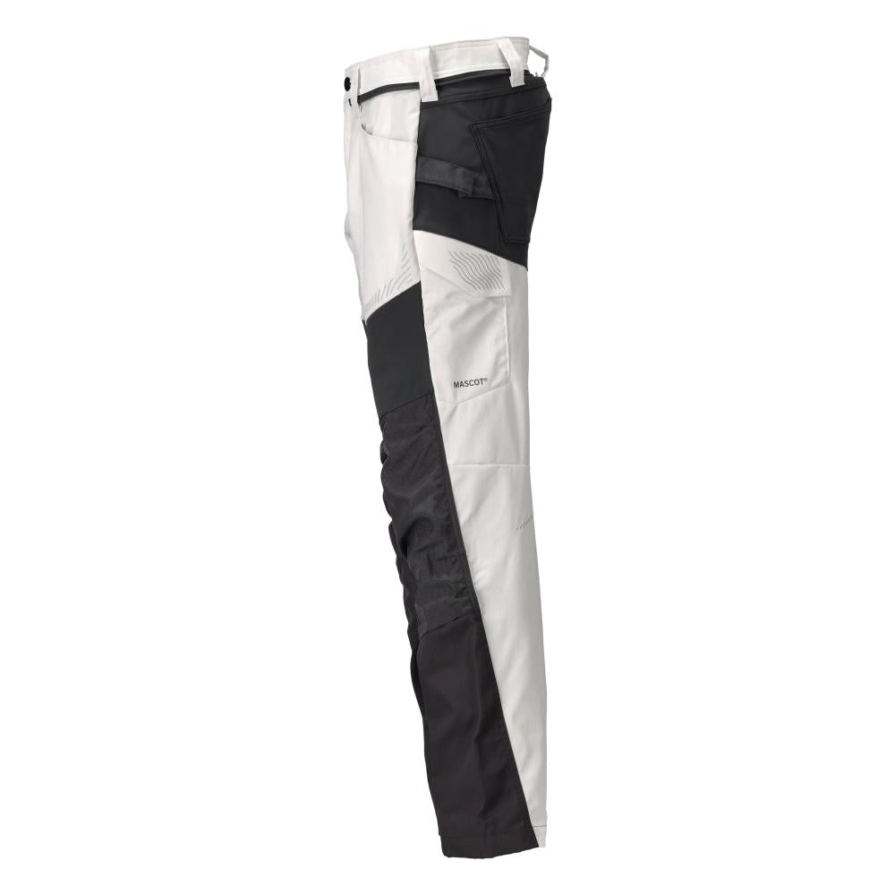 Broek met kniezakken broek, wit/antracietgrijs