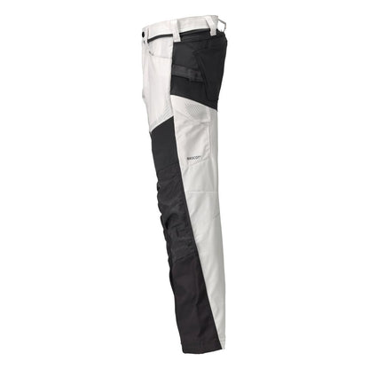 Broek met kniezakken broek, wit/antracietgrijs