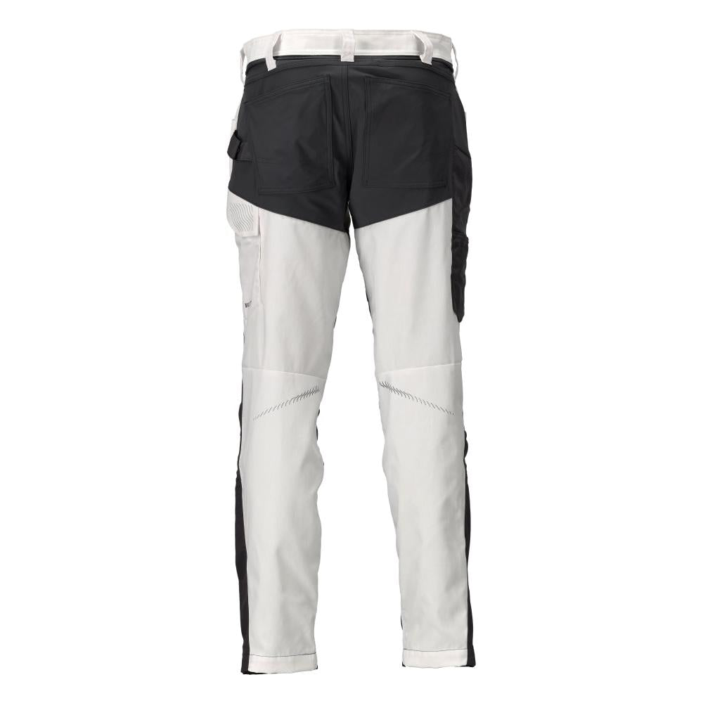 Broek met kniezakken broek, wit/antracietgrijs