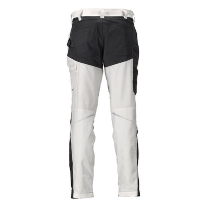 Broek met kniezakken broek, wit/antracietgrijs