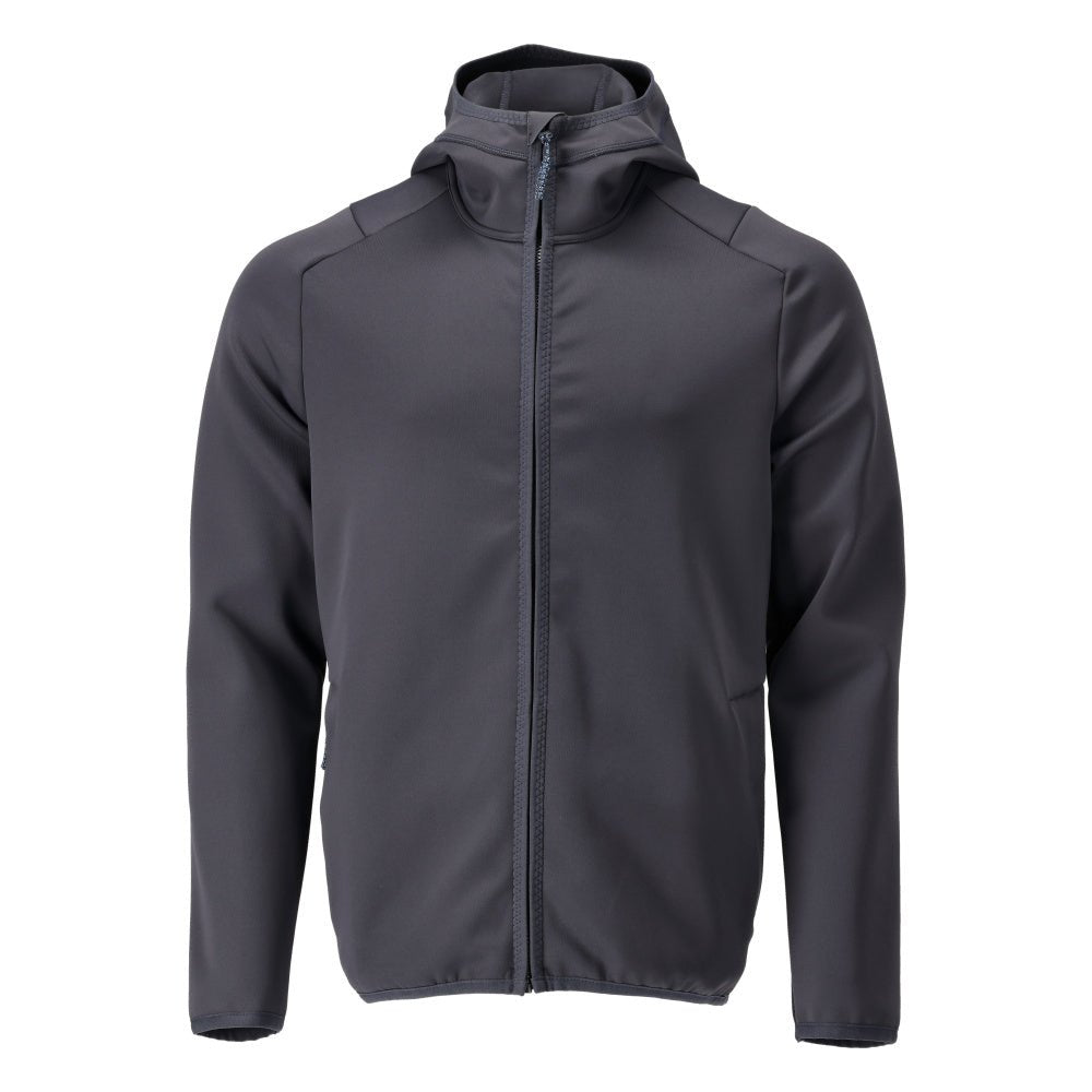 Fleece trui, capuchon, microfleece jack met ritssluiting, zwart-blauw