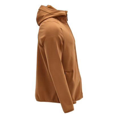 Fleece trui, capuchon, microfleece jack met ritssluiting, notenbruin