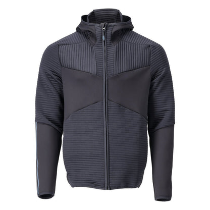 Pull polaire, capuche, veste micropolaire zippée, noir-bleu