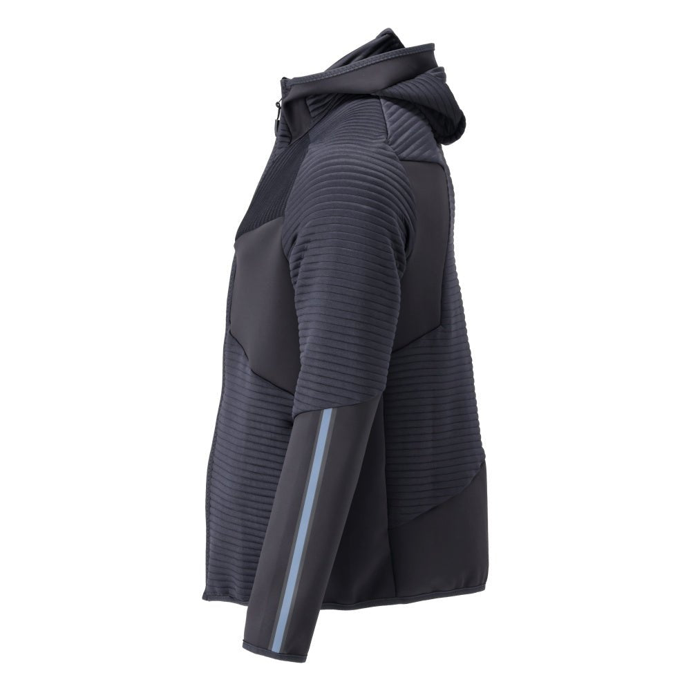 Pull polaire, capuche, veste micropolaire zippée, noir-bleu