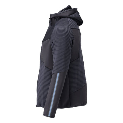 Pull polaire, capuche, veste micropolaire zippée, noir-bleu