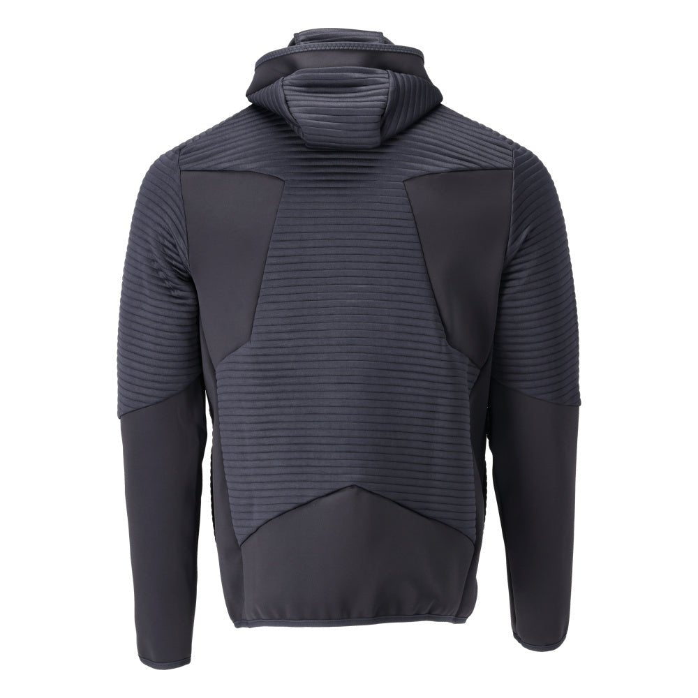 Pull polaire, capuche, veste micropolaire zippée, noir-bleu