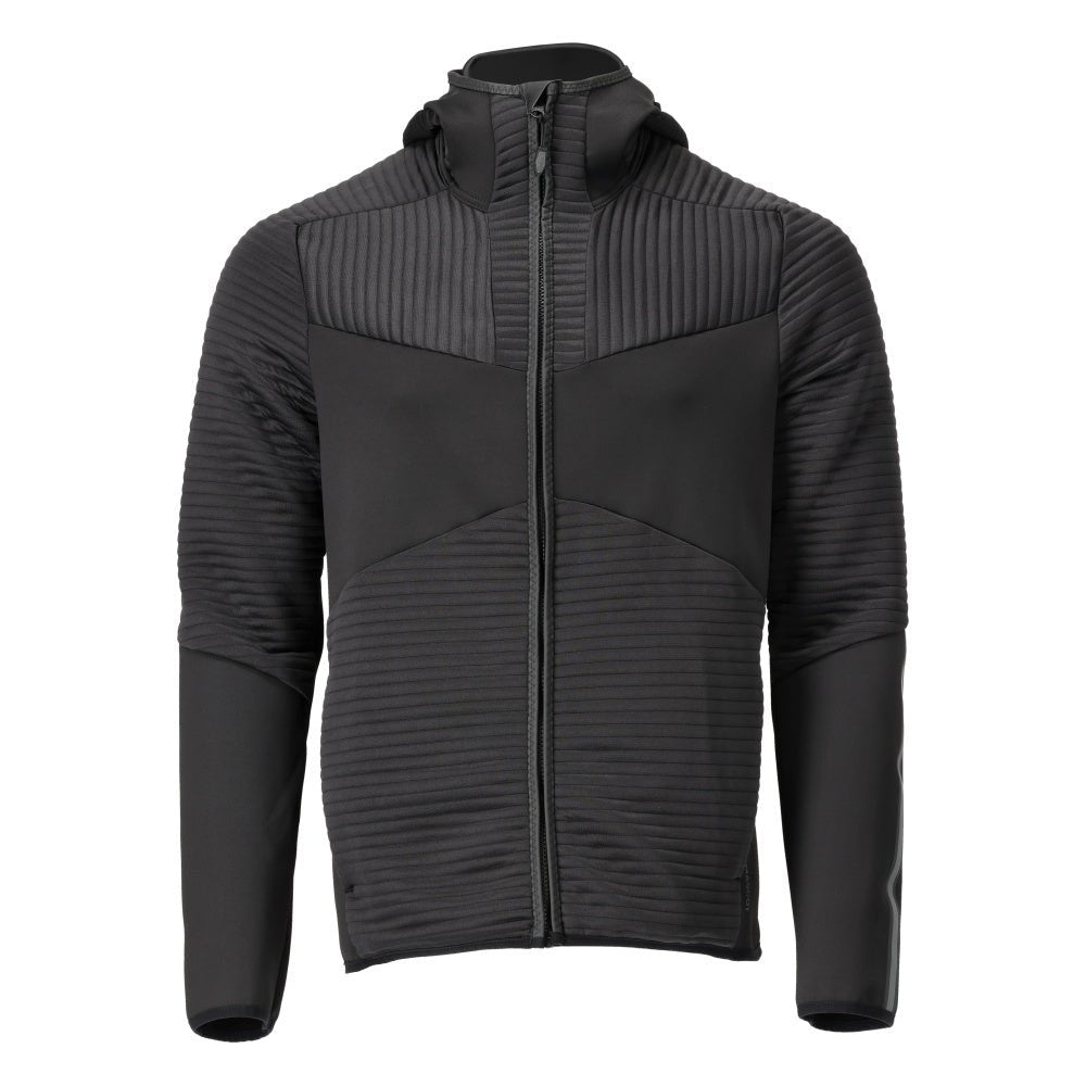 Fleece trui, capuchon, microfleece jack met ritssluiting, zwart
