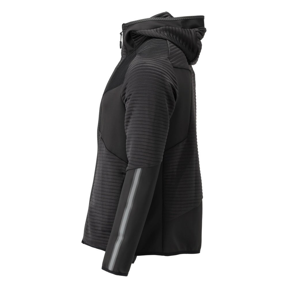 Fleece trui, capuchon, microfleece jack met ritssluiting, zwart