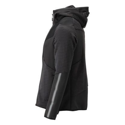 Fleece trui, capuchon, microfleece jack met ritssluiting, zwart