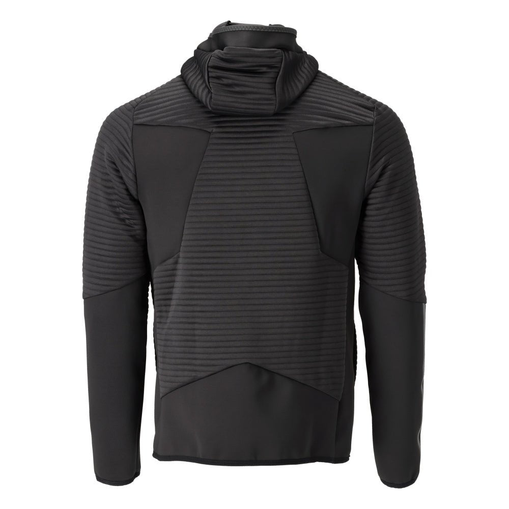 Fleece trui, capuchon, microfleece jack met ritssluiting, zwart