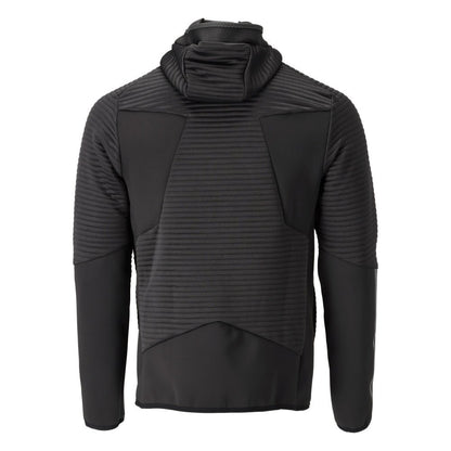 Fleece trui, capuchon, microfleece jack met ritssluiting, zwart