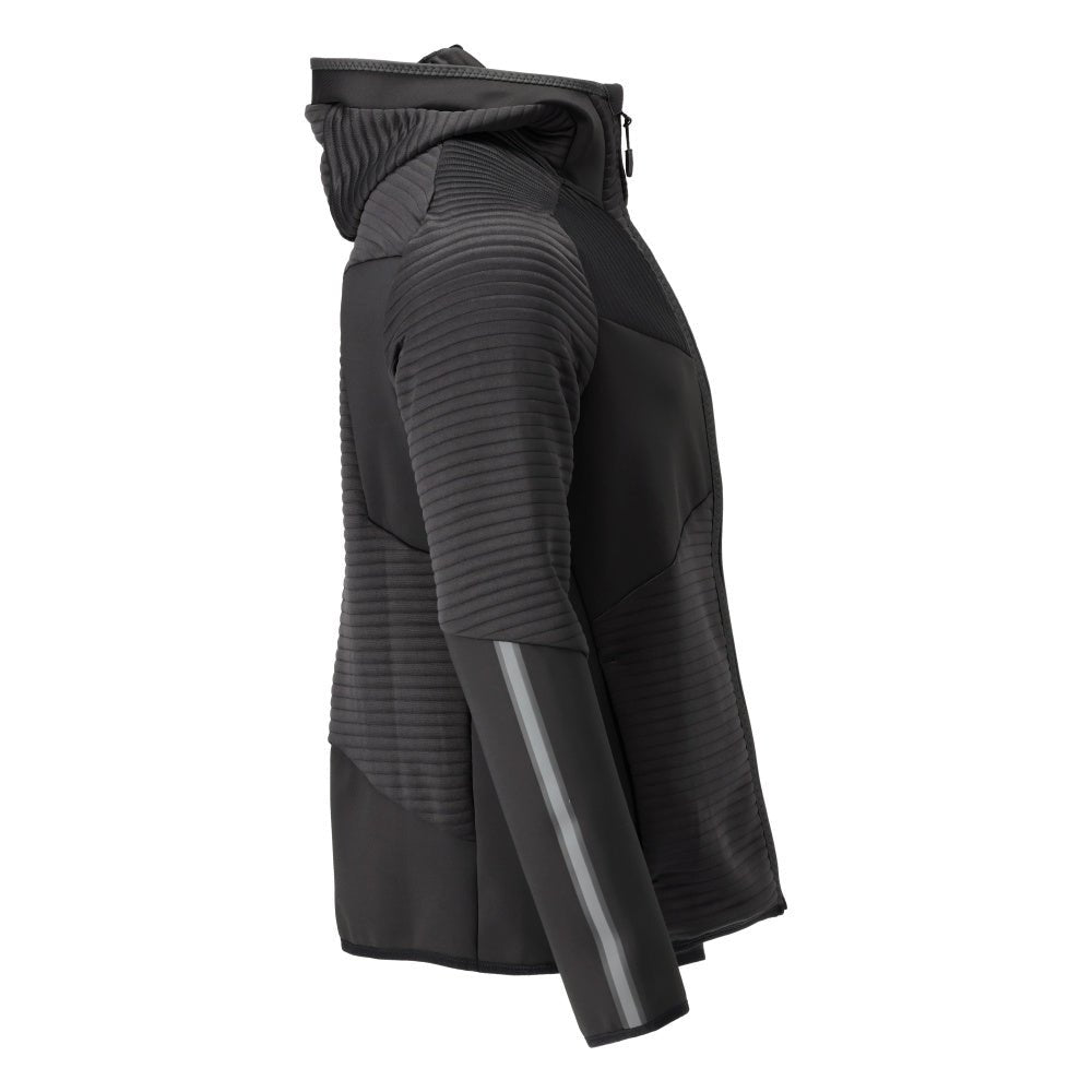 Fleece trui, capuchon, microfleece jack met ritssluiting, zwart