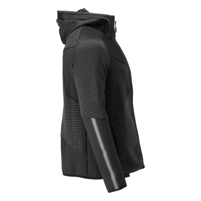 Fleece trui, capuchon, microfleece jack met ritssluiting, zwart