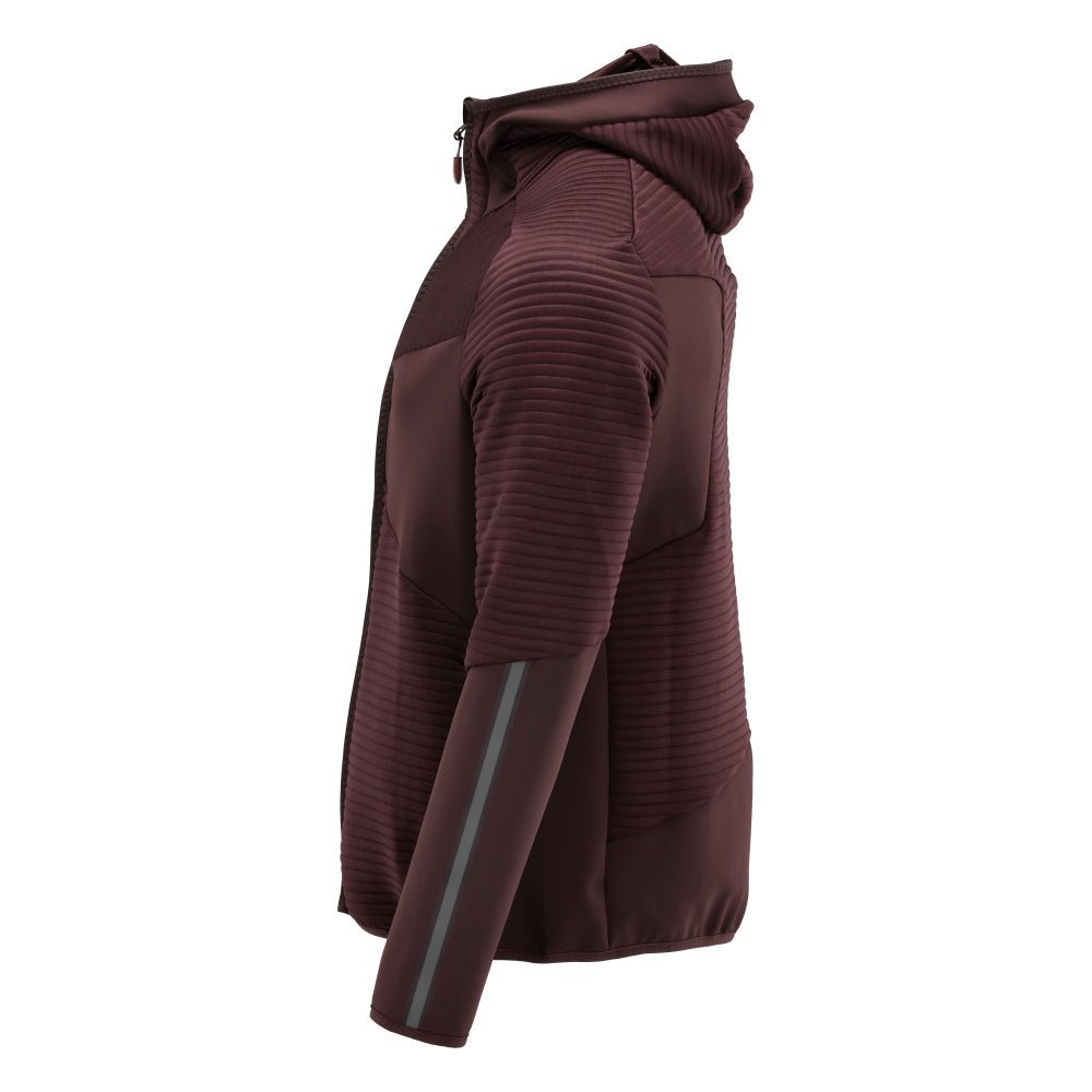 Pull polaire, capuche, veste micropolaire zippée, bordeaux