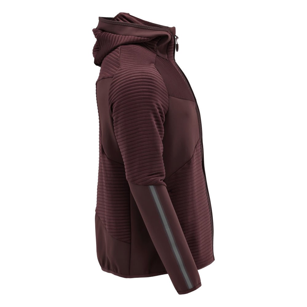 Pull polaire, capuche, veste micropolaire zippée, bordeaux