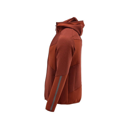 Pull polaire, capuche, veste micropolaire zippée, rouge automne