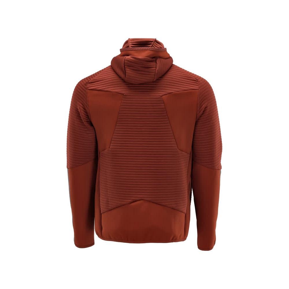 Pull polaire, capuche, veste micropolaire zippée, rouge automne