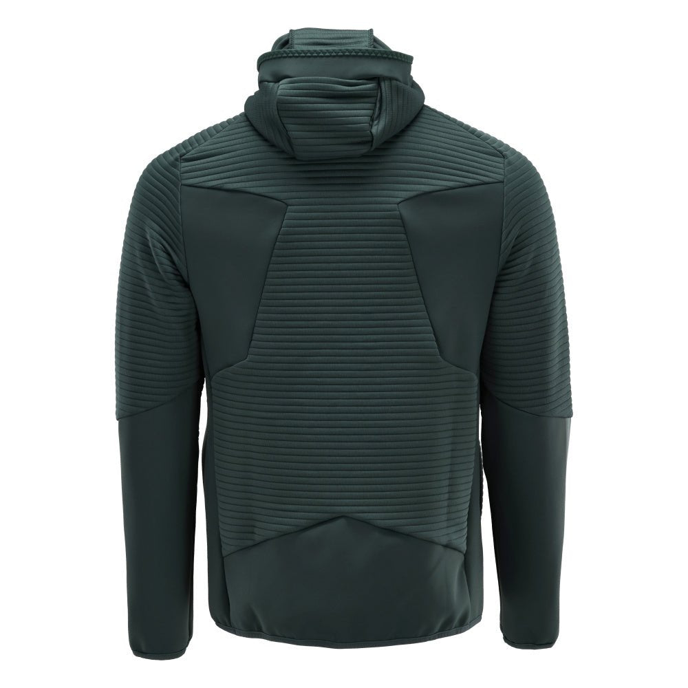 Fleece trui, capuchon, microfleece jack met ritssluiting, bosgroen