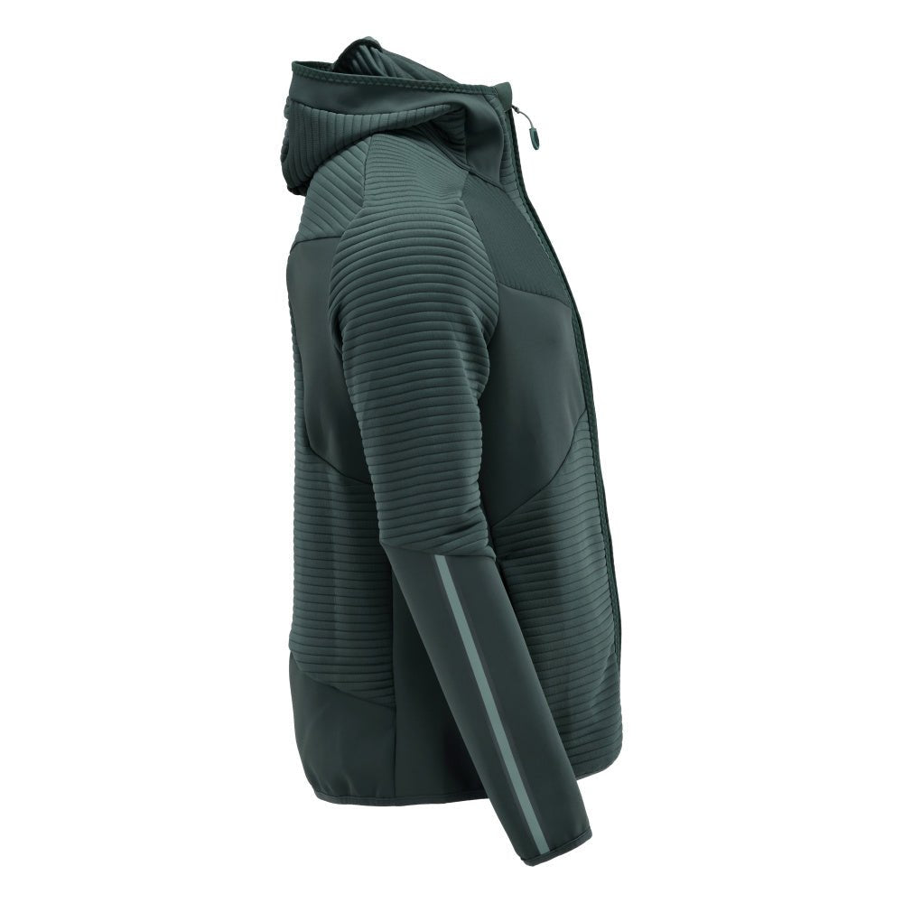 Fleece trui, capuchon, microfleece jack met ritssluiting, bosgroen