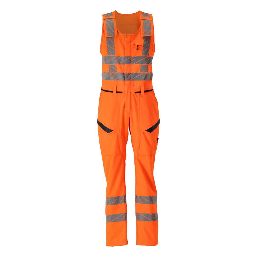 Pantalon combiné avec poches sur les cuisses, pantalon combiné stretch, orange haute visibilité