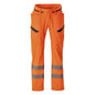Broek met dijbeenzakken, stretchbroek, signalisatie oranje