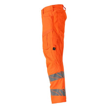 Pantalon avec poches genoux, pantalon avec empiècements stretch, orange haute visibilité
