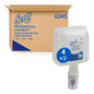 Een "Scott® Control™ Schuim-handreiniger | Karton (4 patronen)" van Kimberly-Clark GmbH staat naast een navulfles met pomp - perfect voor het naleven van handhygiëneprotocollen.