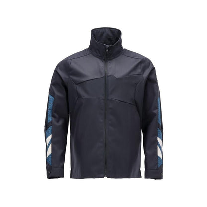 Jas, stretch, metalen werkjas met ritssluiting, zwart-blauw