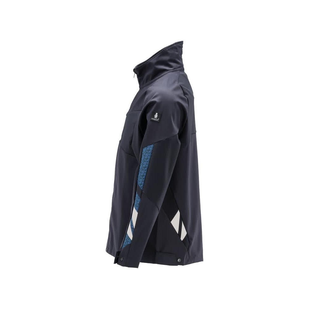 Jas, stretch, metalen werkjas met ritssluiting, zwart-blauw