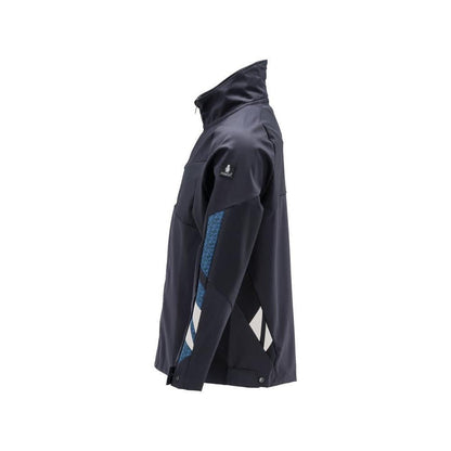 Jas, stretch, metalen werkjas met ritssluiting, zwart-blauw