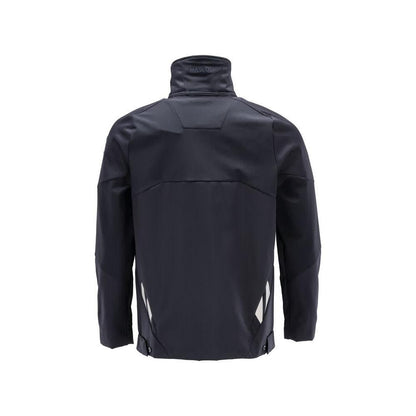 Jas, stretch, metalen werkjas met ritssluiting, zwart-blauw