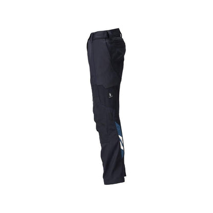 Broek met kniezakken, damesbroek, zwartblauw