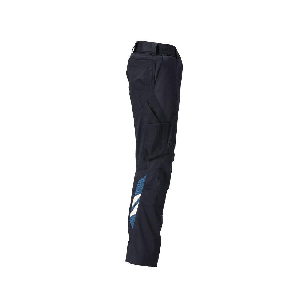 Broek met kniezakken, damesbroek, zwartblauw